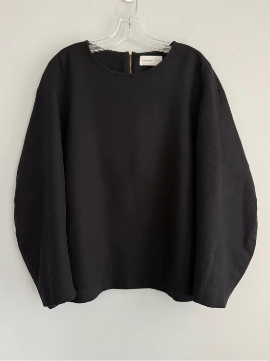 ARITZIA Babaton 1-01 Palermo Wool Cashmere Top Black Oversized Minimalist Blouse - Picture 3 of 11